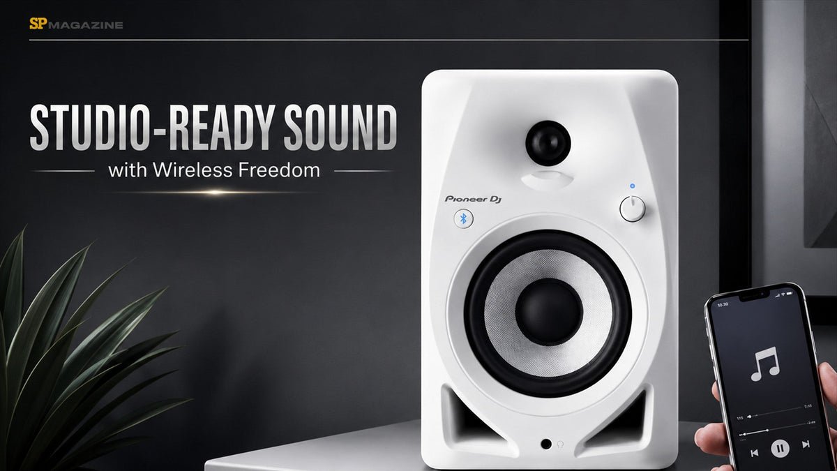Pioneer DJ DM-50D-BT White - Studio-Ready Sound with Wireless Freedom