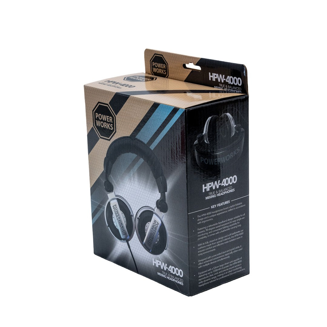 PowerWorks HPW-4000 DJ Headphones-Box Front Right