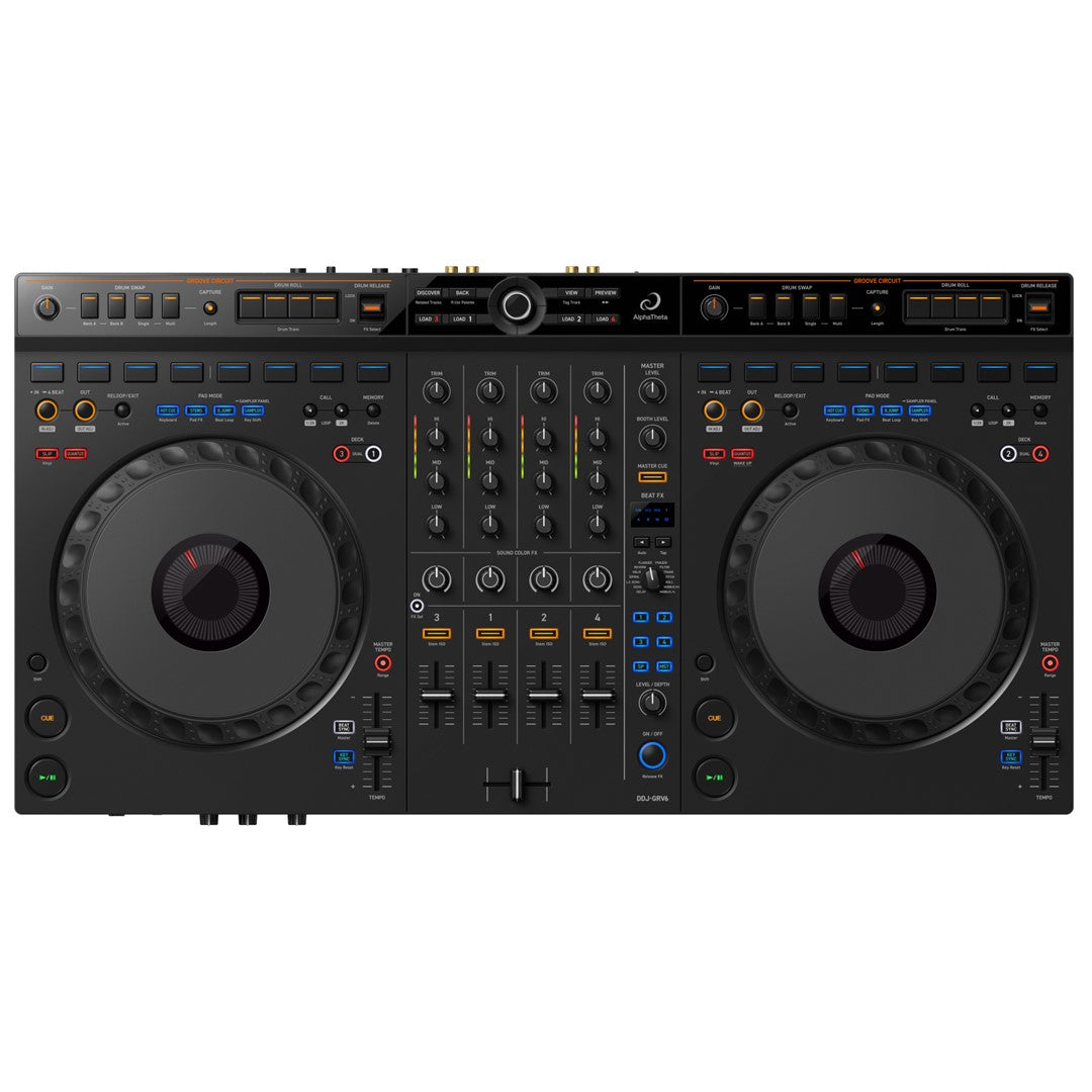 AlphaTheta DDJ-GRV6 Club-inspired 4-Channel DJ Controller Top View