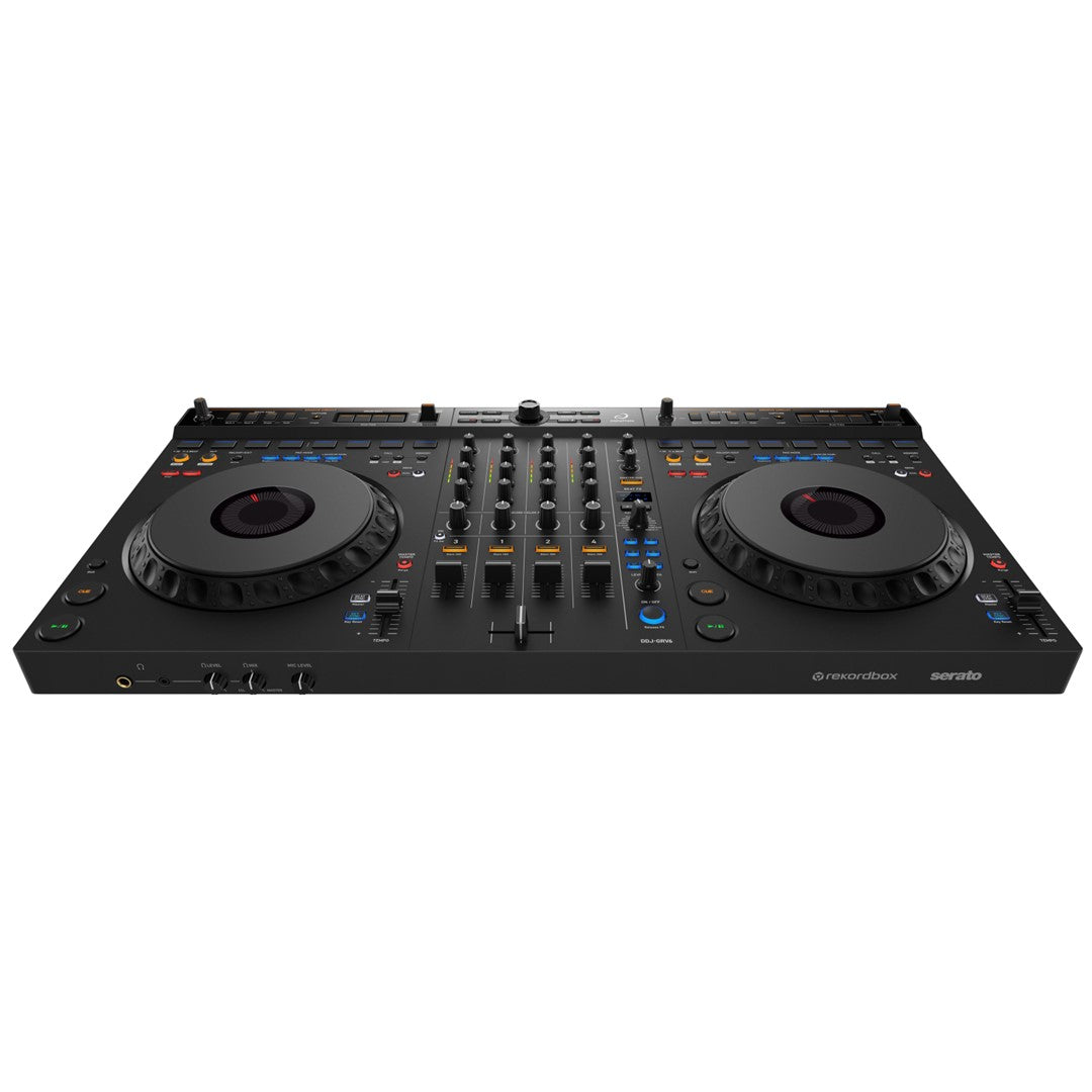 AlphaTheta DDJ-GRV6 Club-inspired 4-Channel DJ Controller Top Front View