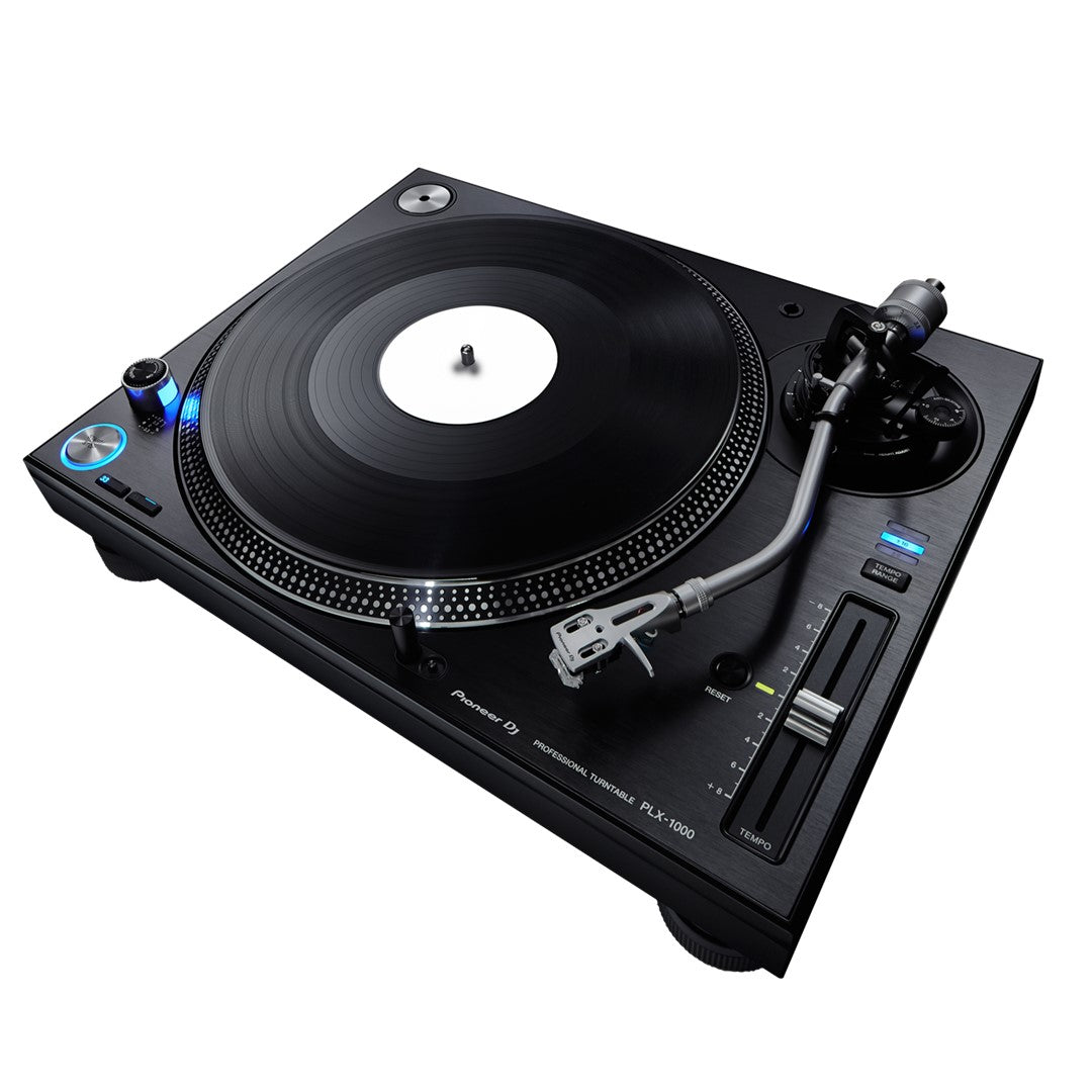 Pioneer DJ PLX-1000 Professional Direct Drive Turntable Top Front Side Right View with record