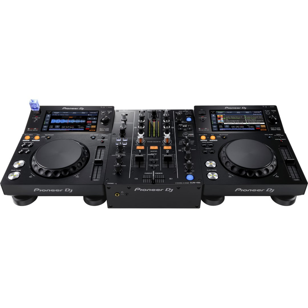 Pioneer DJ DJM-450 - 2-channel DJ Mixer with Beat FX and Sound Colour FX Set up 2 With XDJ-700 and USB