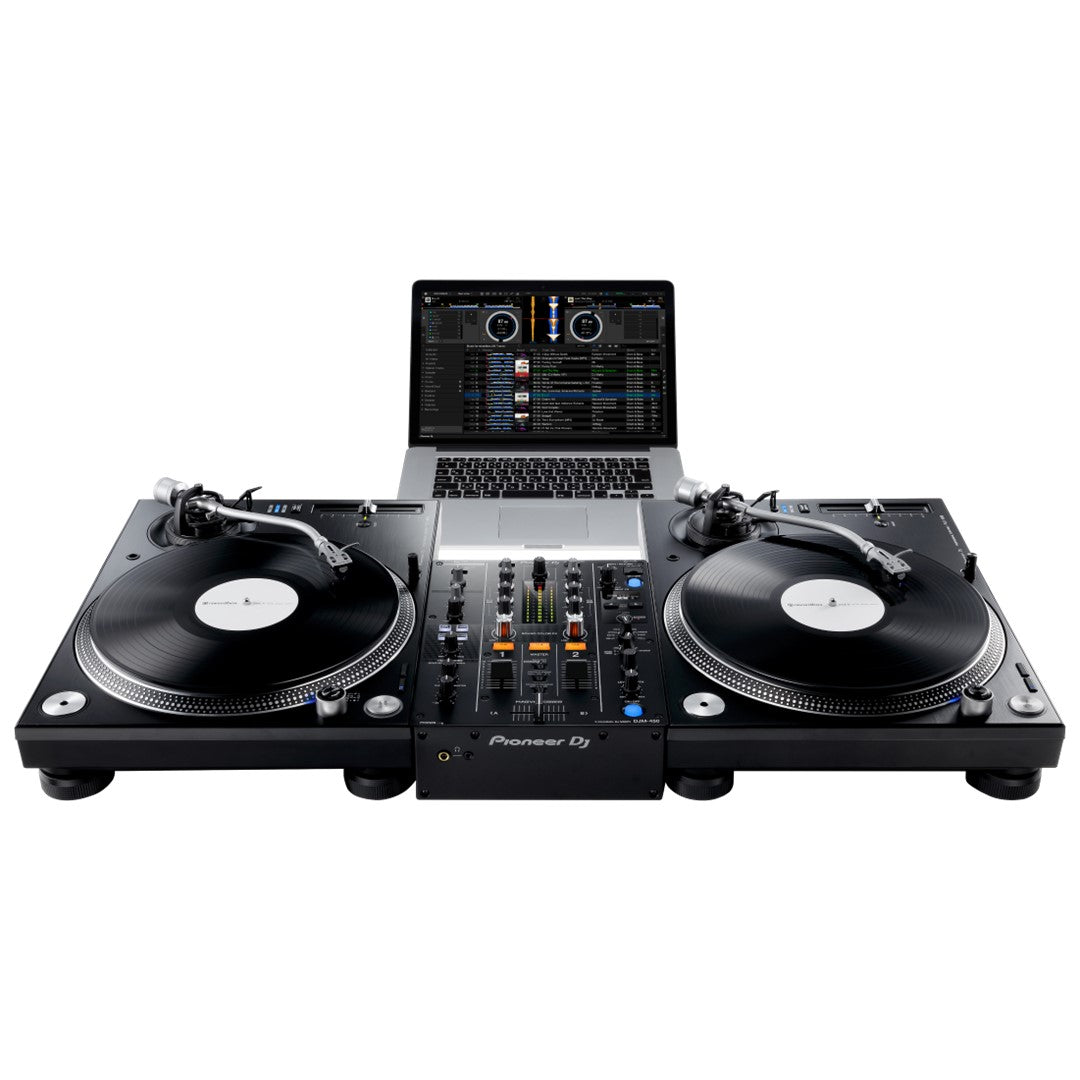 Pioneer DJ DJM-450 - 2-channel DJ Mixer with Beat FX and Sound Colour FX Set up 3 With Rekordbox and PLX-1000s