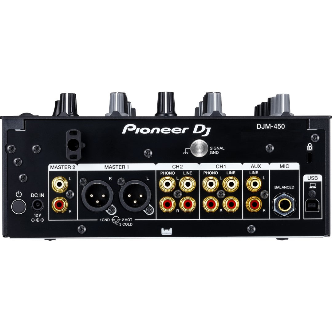 Pioneer DJ DJM-450 2-channel DJ Mixer with Beat FX and Sound Colour FX Rear View