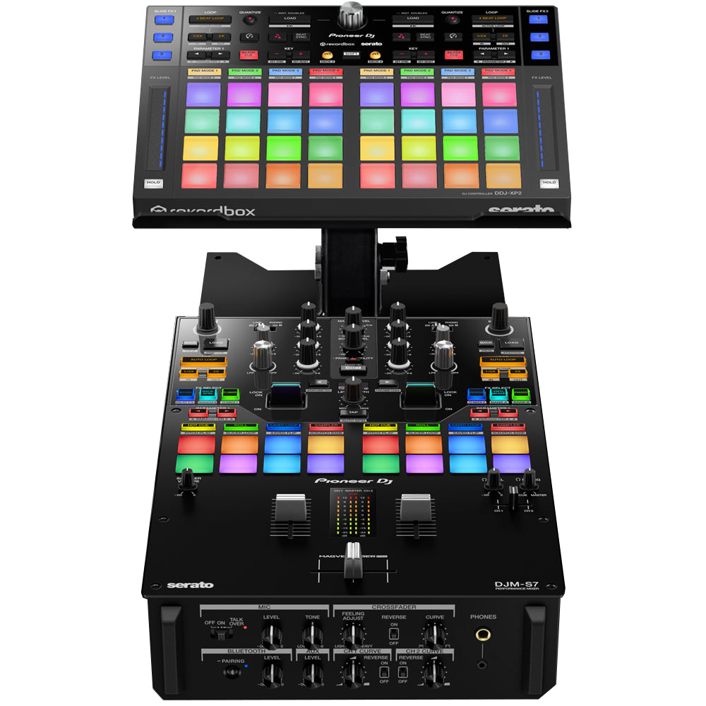 Pioneer DJ DJM-S7 2-Channel Scratch-Style Performance DJ Mixer Set up 1 with DDJ-XP2