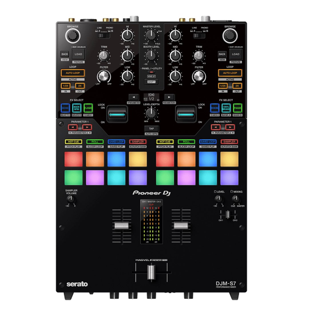 Pioneer DJ DJM-S7 2-Channel Scratch-Style Performance DJ Mixer Top View