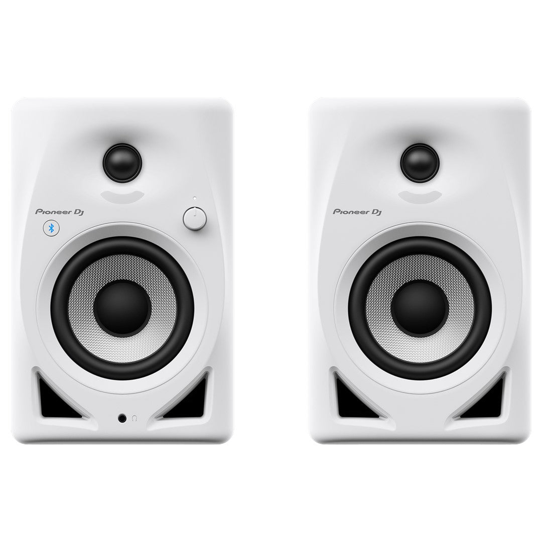 Pioneer DJ DM-40D-BT-W 4” Desktop Monitor System with Bluetooth in White (Pair) Front View