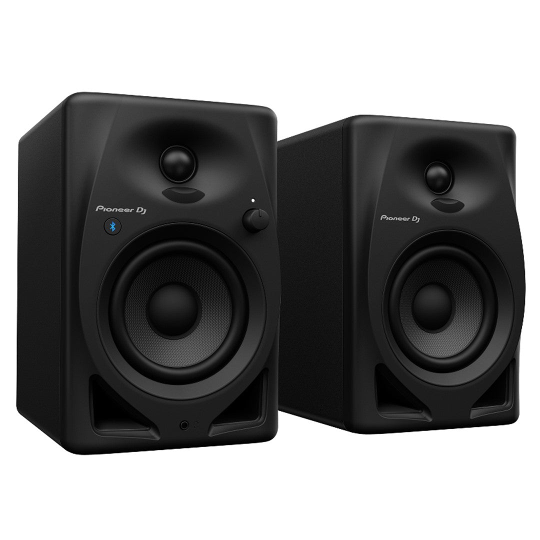 Pioneer DJ DM-40D-BT 4” Desktop Monitor System with Bluetooth in Black (Pair) Front Left View