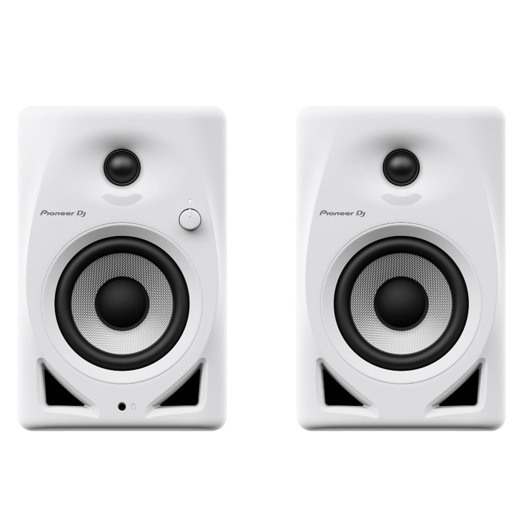 Pioneer DJ DM-40D-W 4” Desktop Monitor System In White (Pair) Front View