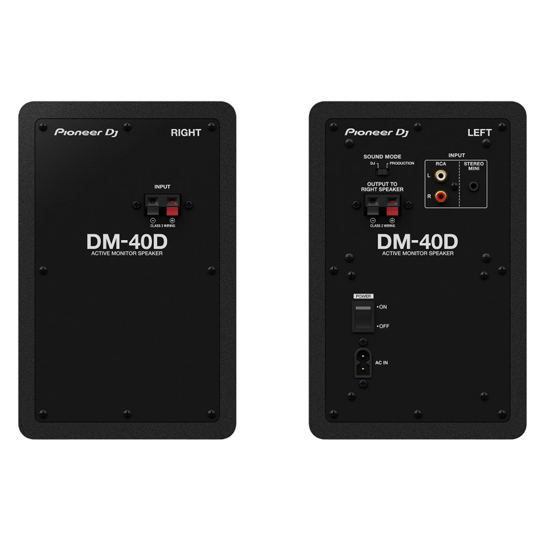 Pioneer DJ DM-40D 4” Desktop Monitor System In Black (Pair) Rear View