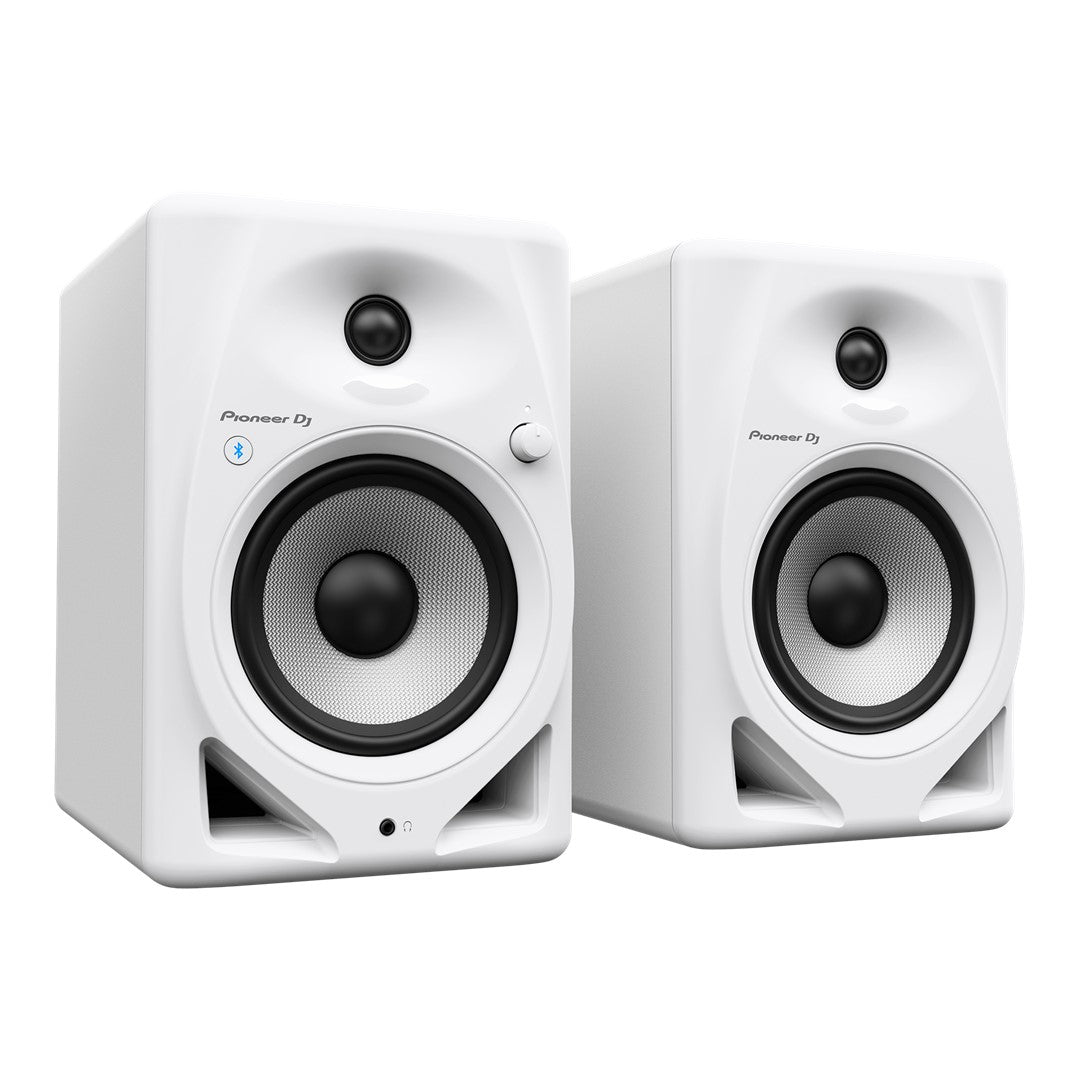 Pioneer DJ DM-50D-BT-W 5” Desktop Monitor System with Bluetooth in White (Pair) Front Left View