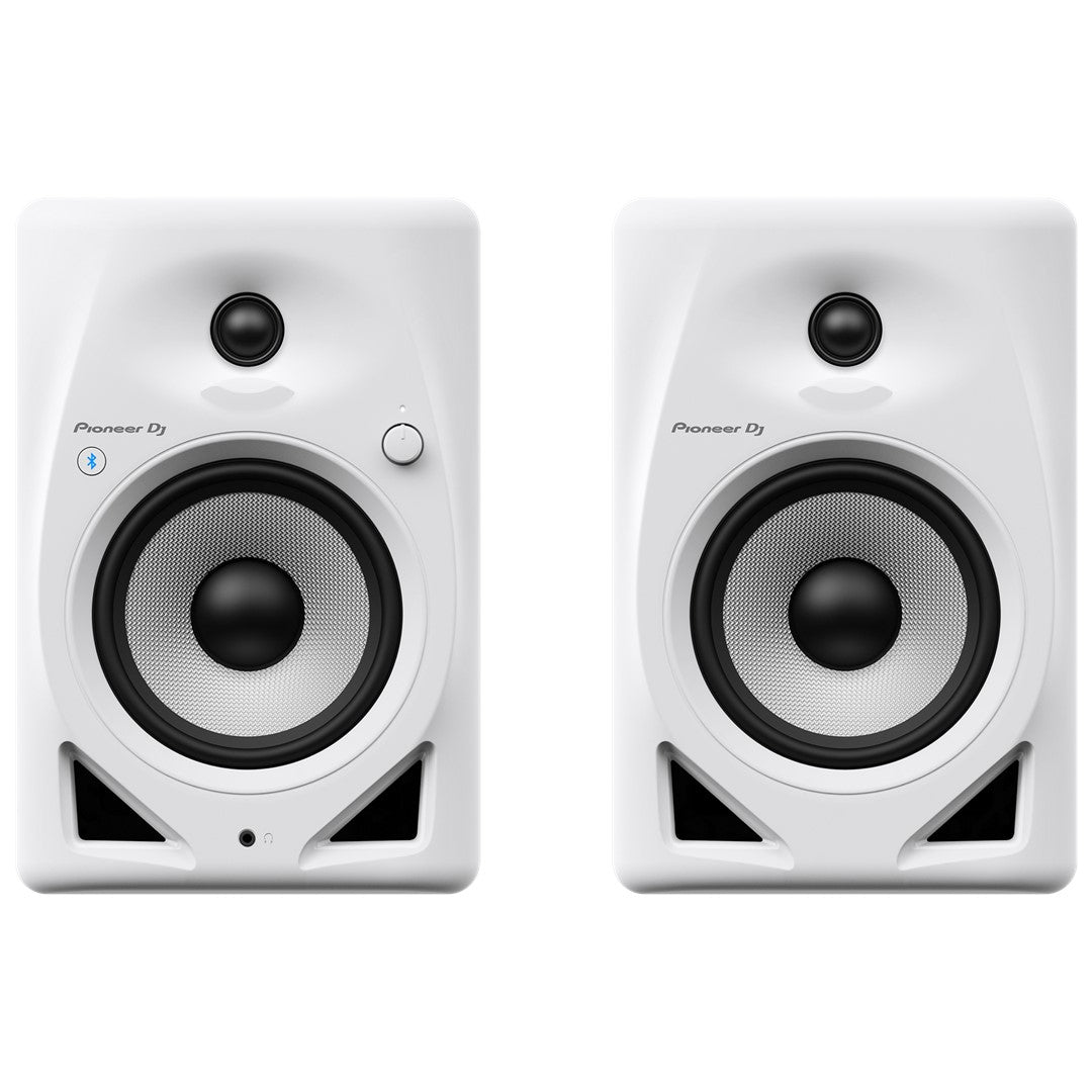 Pioneer DJ DM-50D-BT-W 5” Desktop Monitor System with Bluetooth in White (Pair) Front View