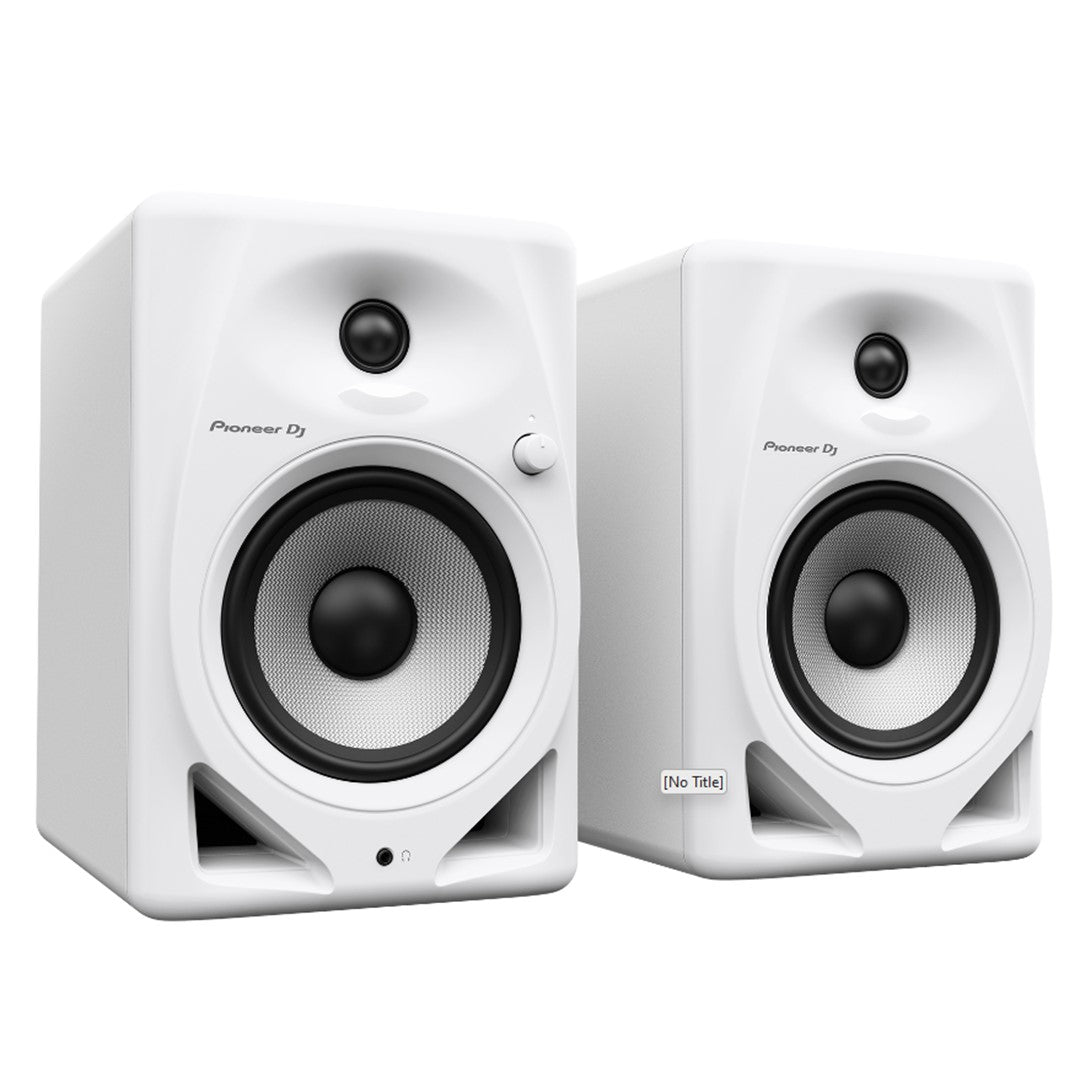 Pioneer DJ DM-50D-W 5” White Desktop Monitor System (Pair) Front Left View