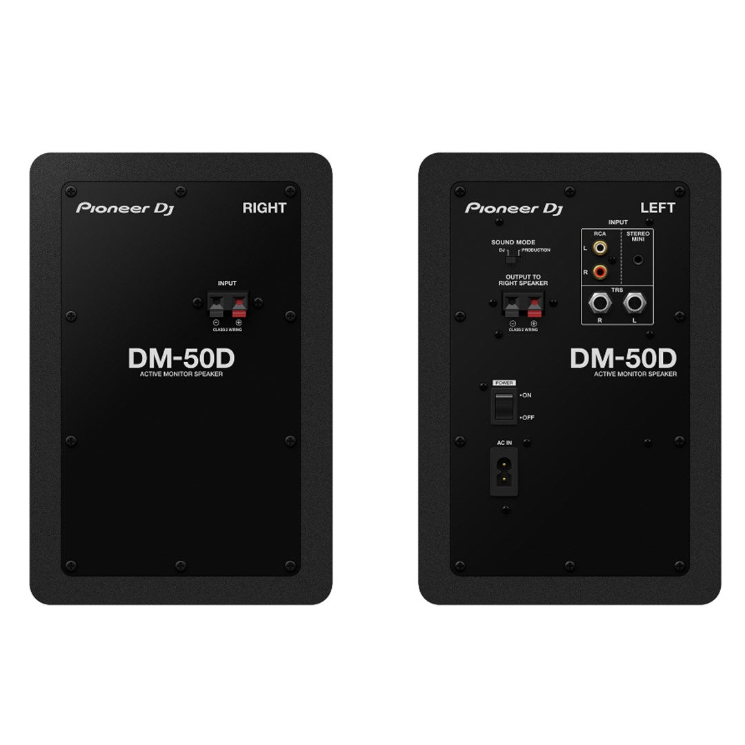 Pioneer DJ DM-50D 5” Black Desktop Monitor System (Pair) Rear View