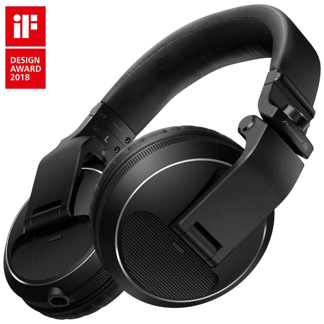 Pioneer DJ HDJ-X5-K Black Over-Ear DJ Headphones Front Right Side View