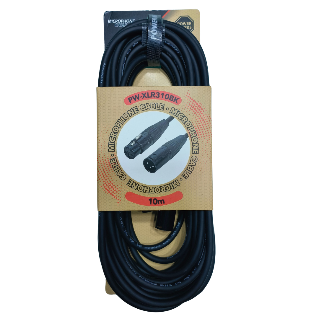 PowerWorks PW-XLR310BK - XLR Male to Female Cable (10M) Front