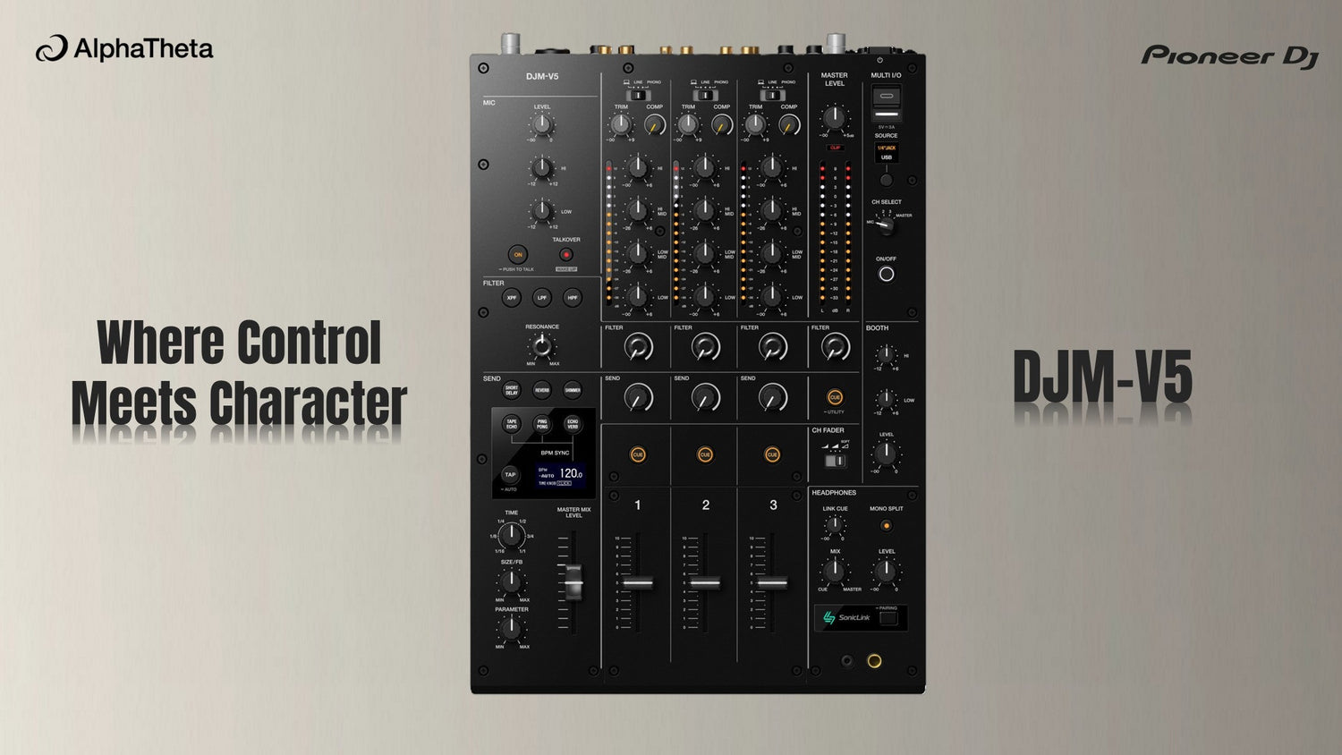 The AlphaTheta DJM-V5 | Precision Control with Creative Character