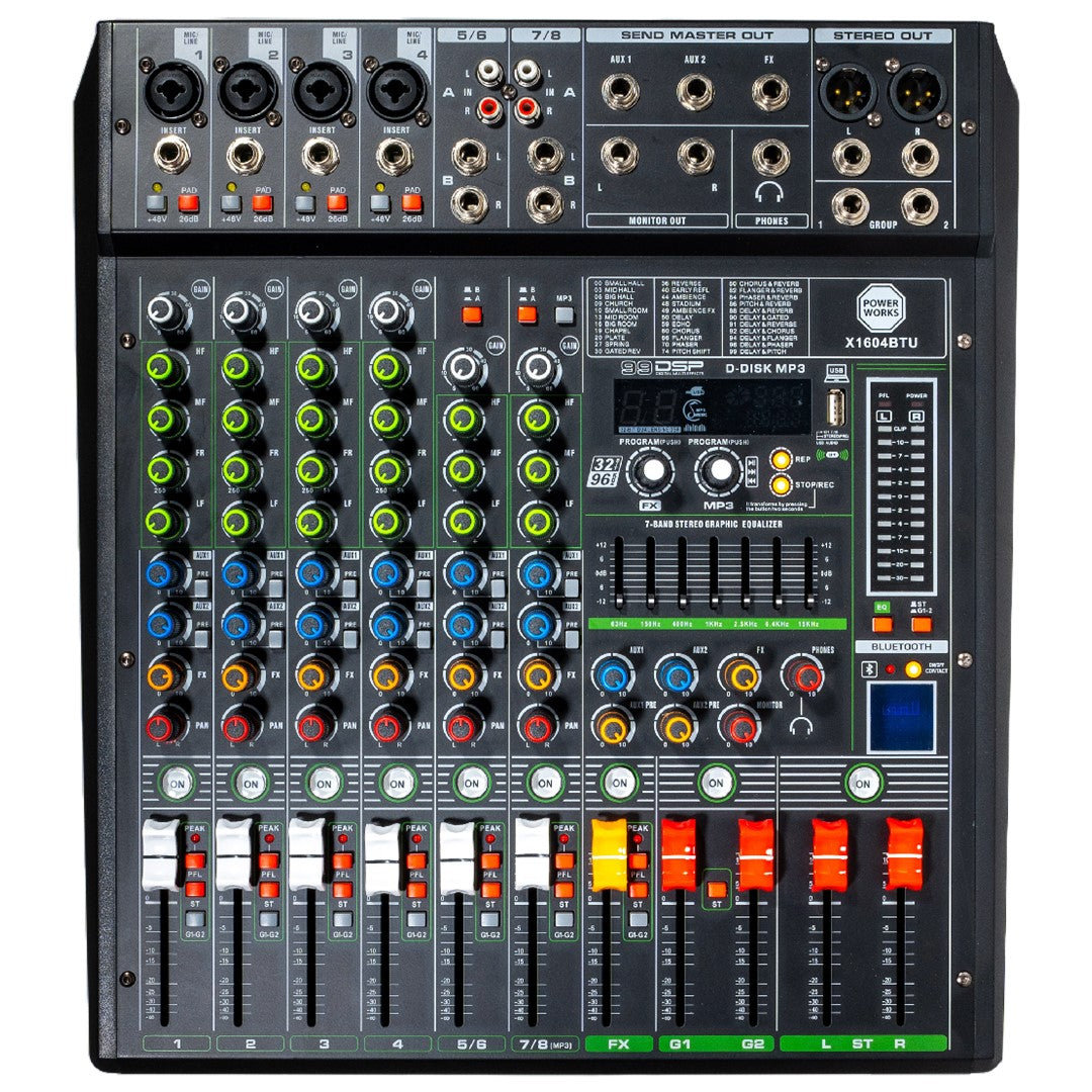X1604BT- USB 4 Mono and 2 Stereo Channel Mixer-Top
