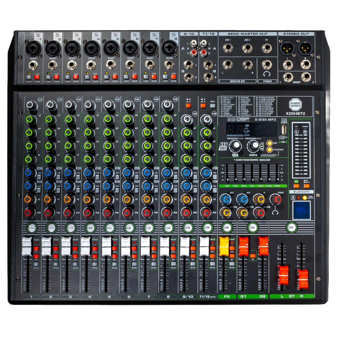 X2004BT-USB 8 Mono and 2 Stereo Channel Mixer-Top