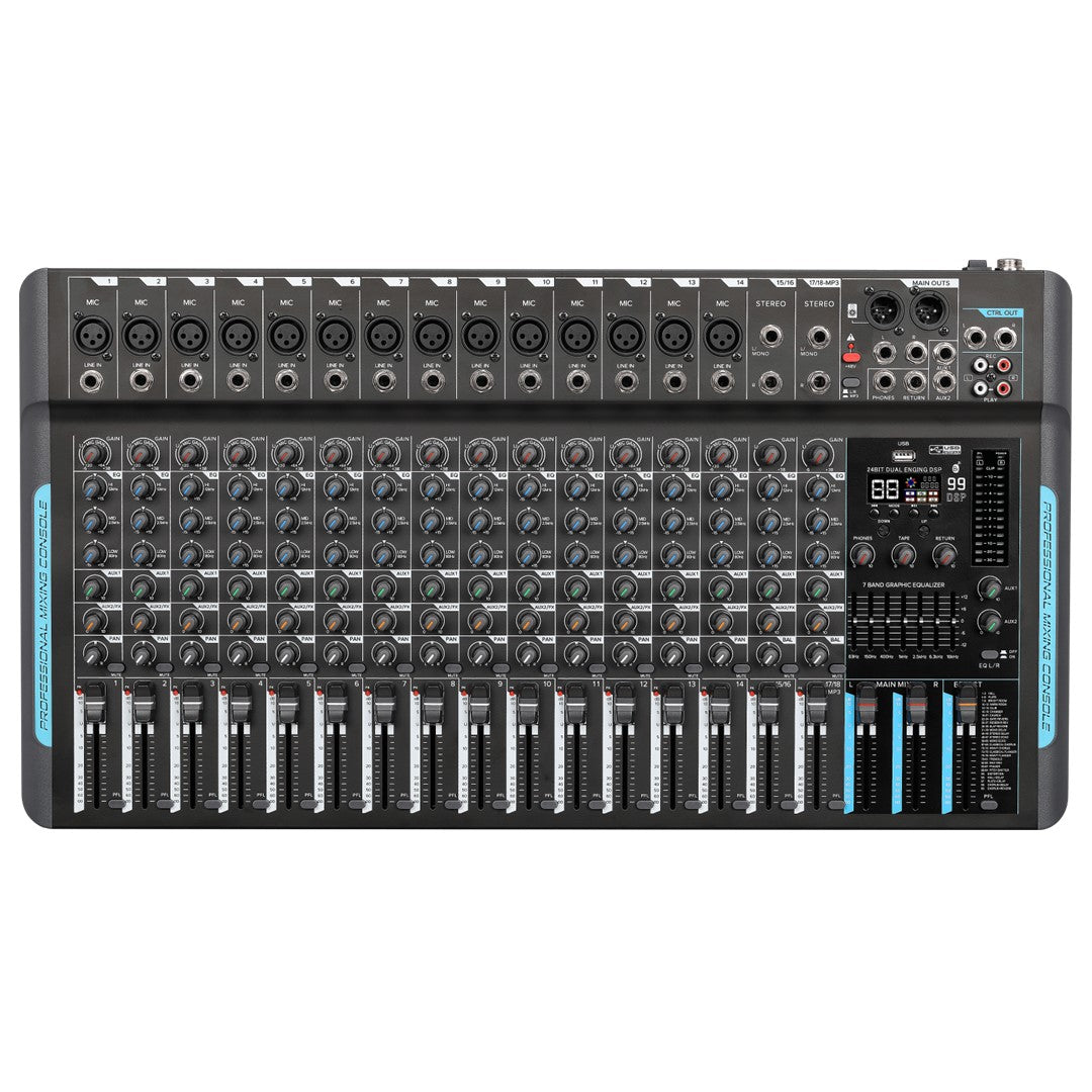 PowerWorks X16BT-UFX 16-Channel Mixer with DSP- Top Front