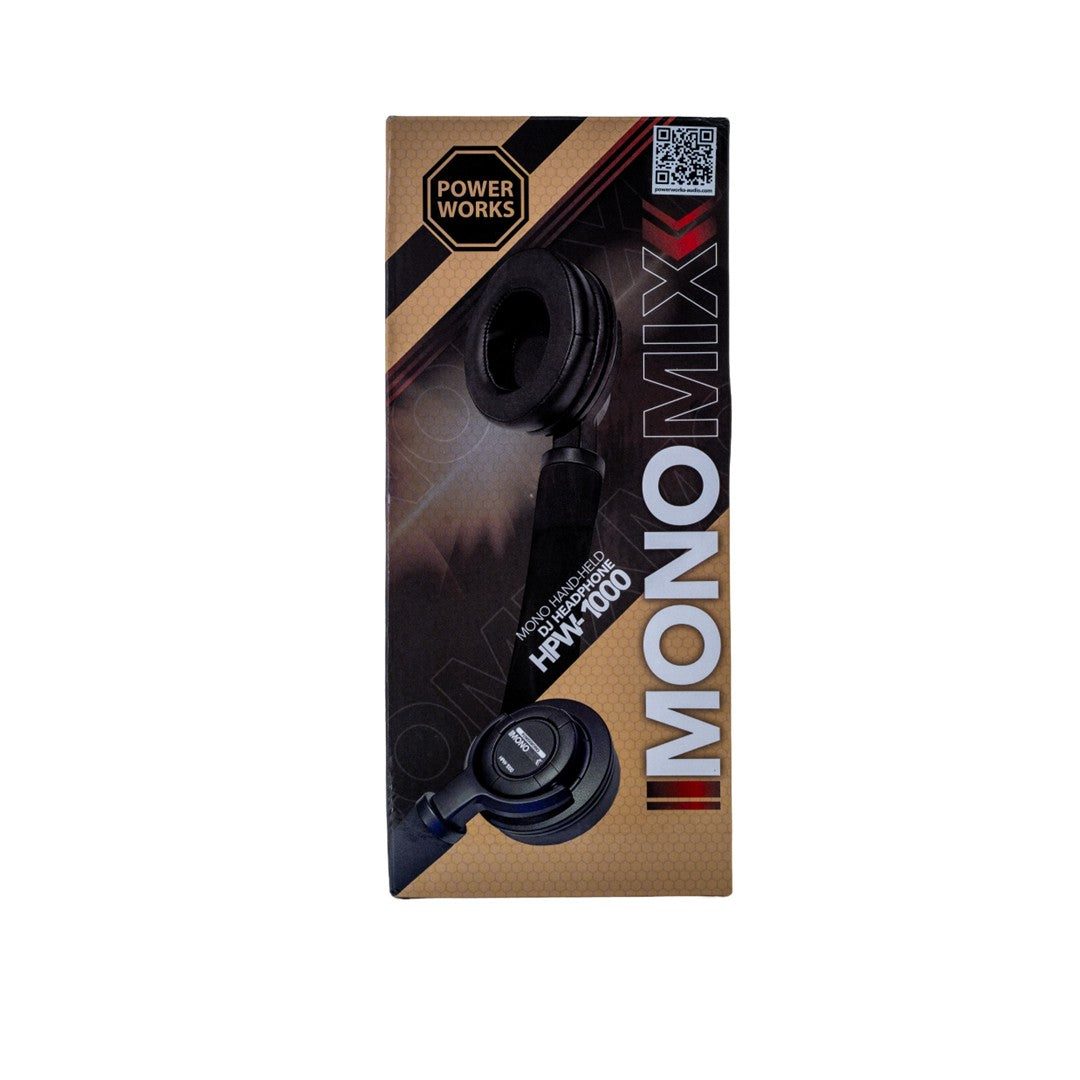 Powerworks HPW-1000 DJ Mono Hand-Held Headphone-Front Box