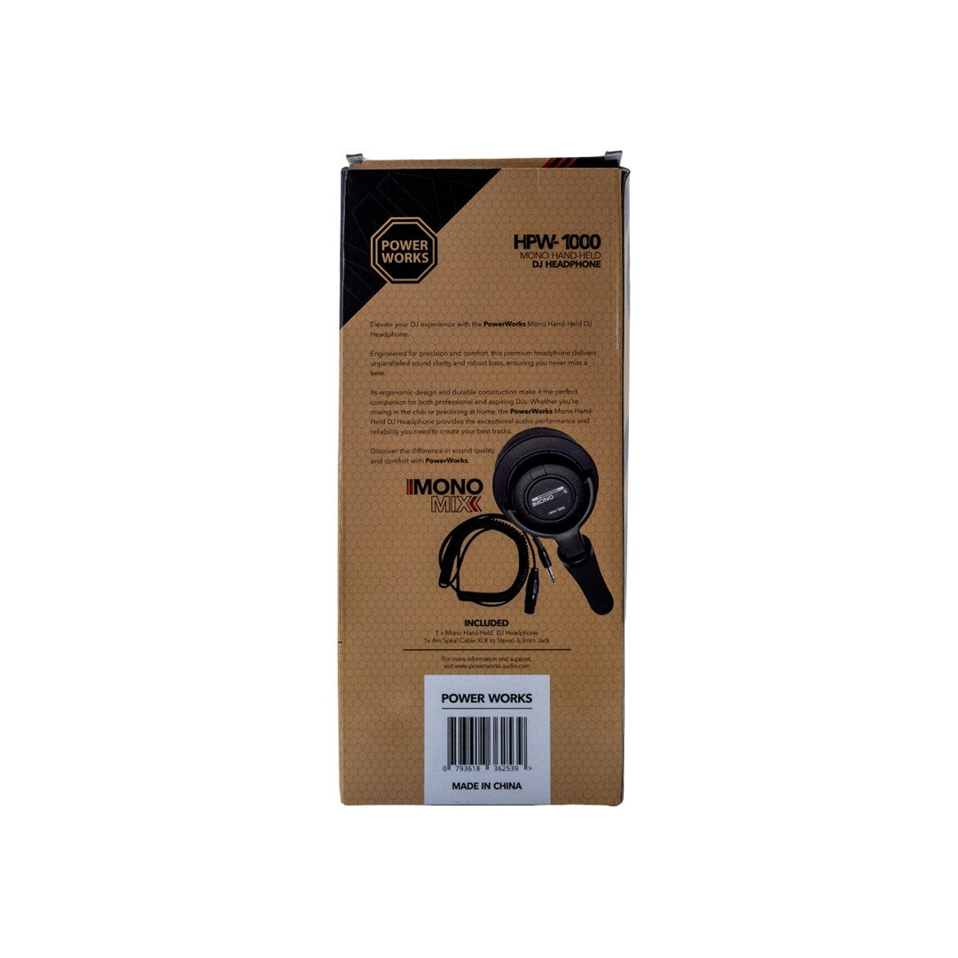 Powerworks HPW-1000 DJ Mono Hand-Held Headphone-Rear Box