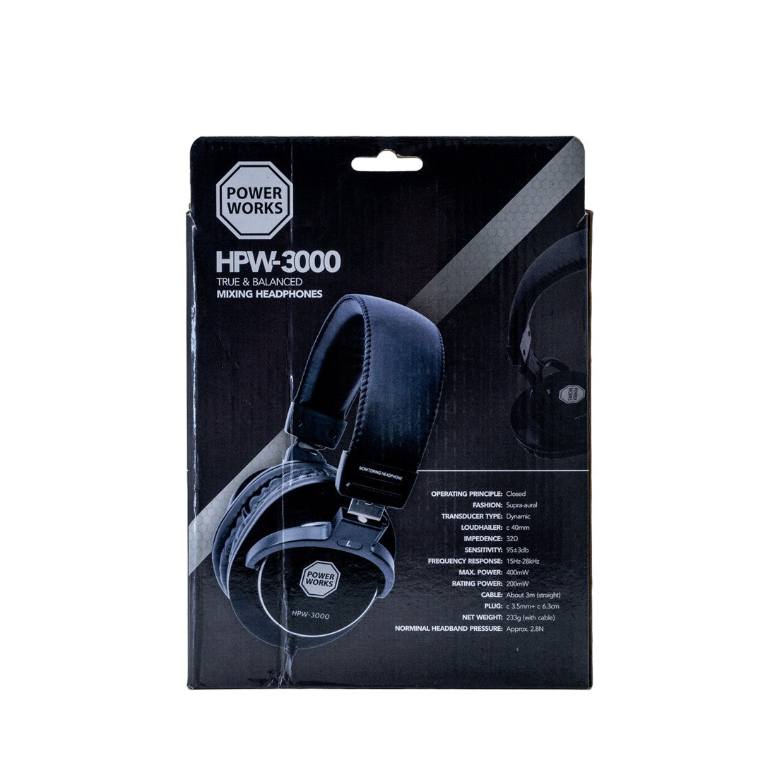PowerWorks HPW-3000 Headphones-Rear Box