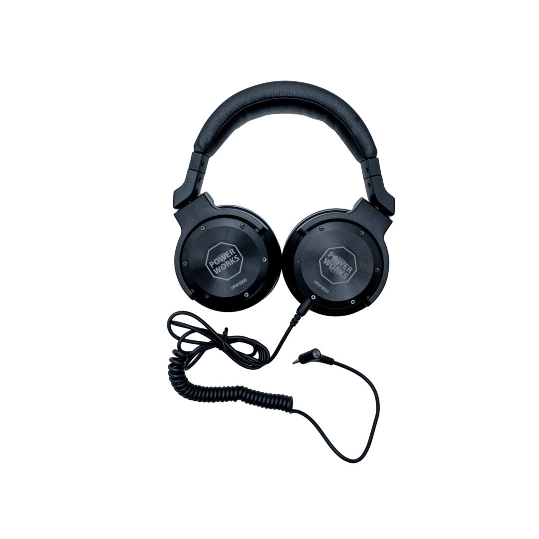 PowerWorks HPW-5000 Studio & DJ Headphones-Headphone and Cable Front