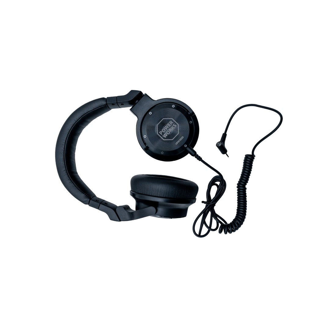 PowerWorks HPW-5000 Studio & DJ Headphones-Headphone and Cable Side