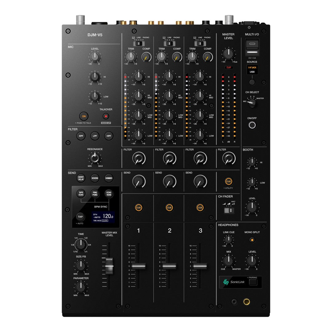 AlphaTheta DJM-V5 3-Channel Professional DJ Mixer Top View
