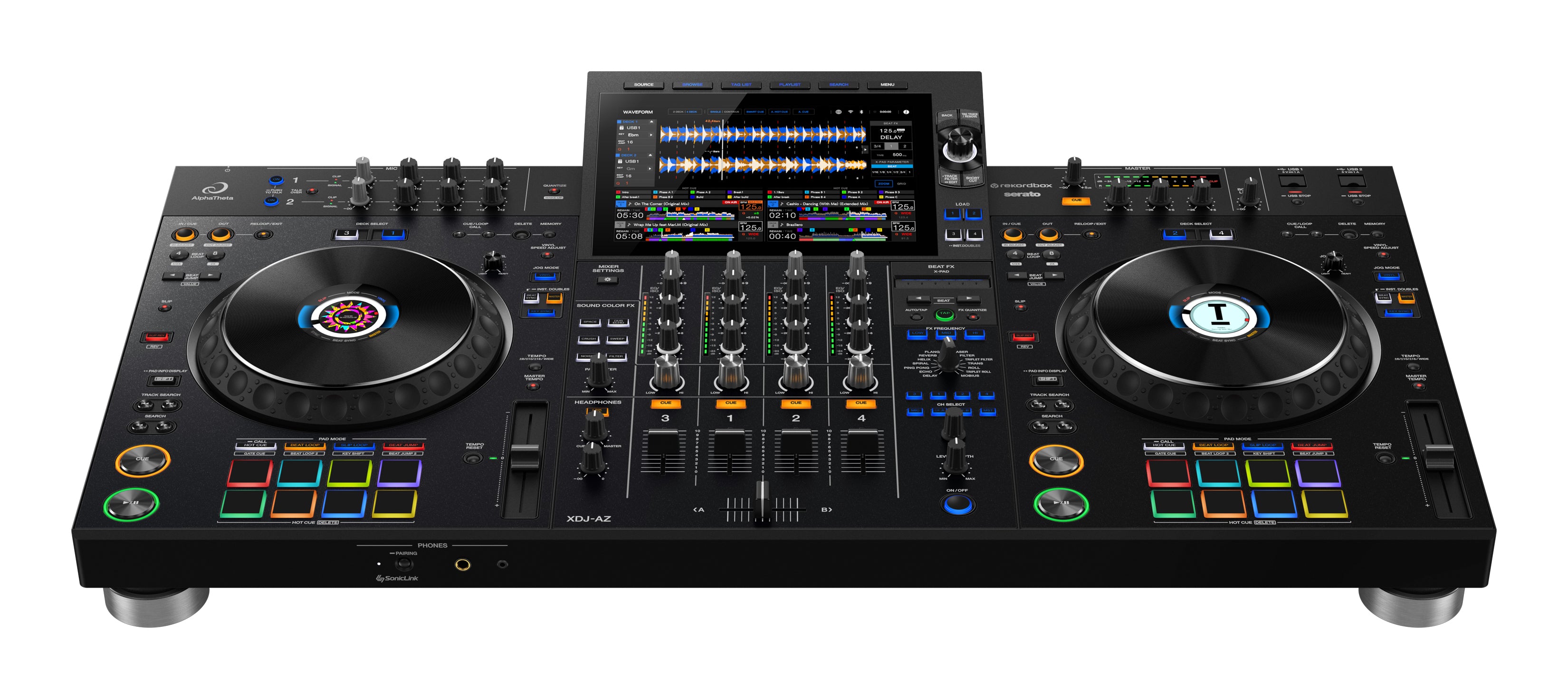 AlphaTheta XDJ-AZ Professional All-in-One 4 Channel DJ System Top Front View