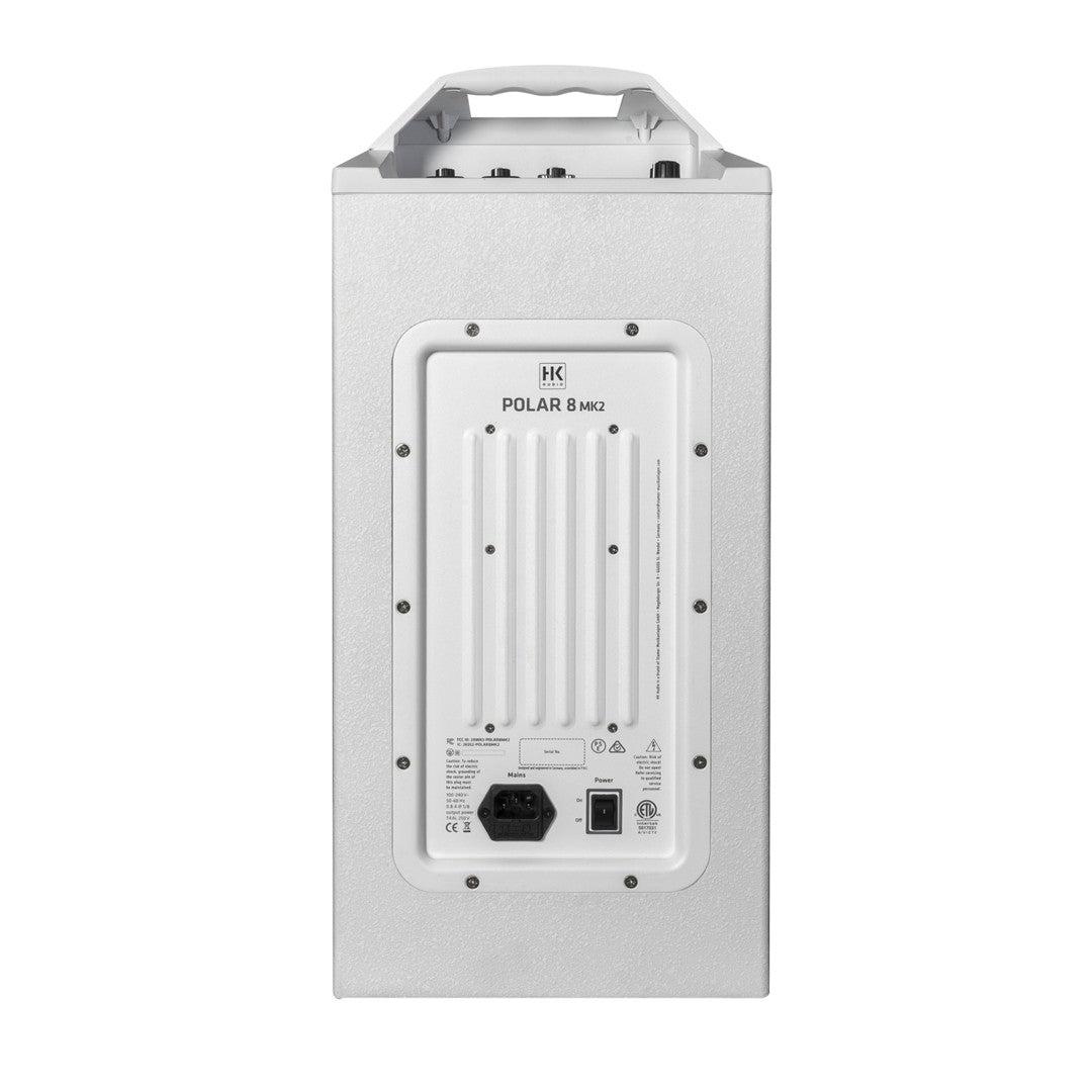 HK Audio POLAR-8MKII-WH Column Speaker with 8″ Sub (1 CTN) in White Rear Sub View