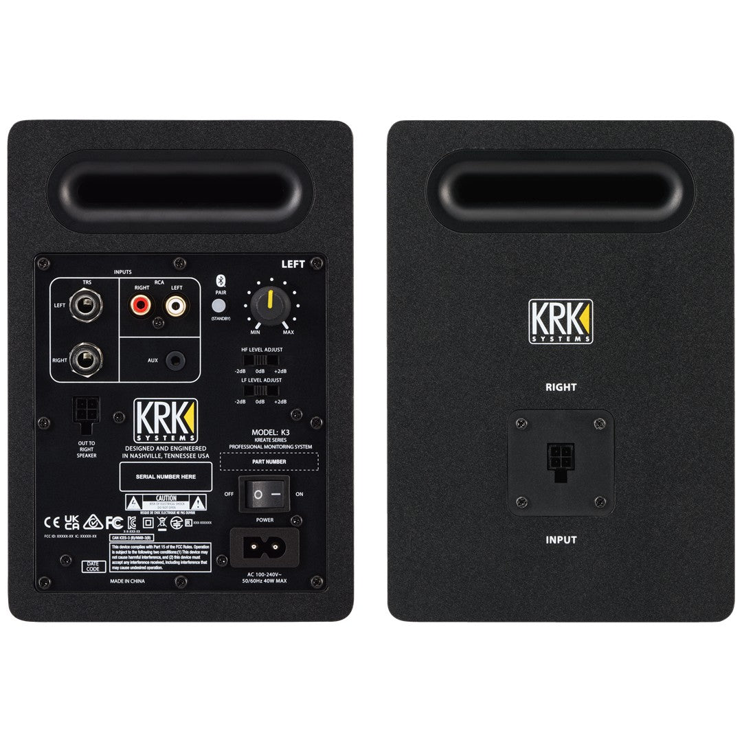 KRK K3 - 3” Studio Monitor Kreate Series (Pair) - Left & Right Rear 