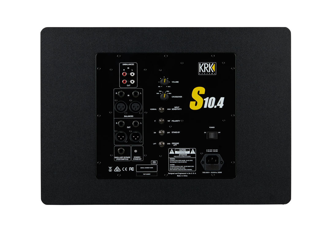 KRK S10.4 - 10" Powered Studio Subwoofer Rear