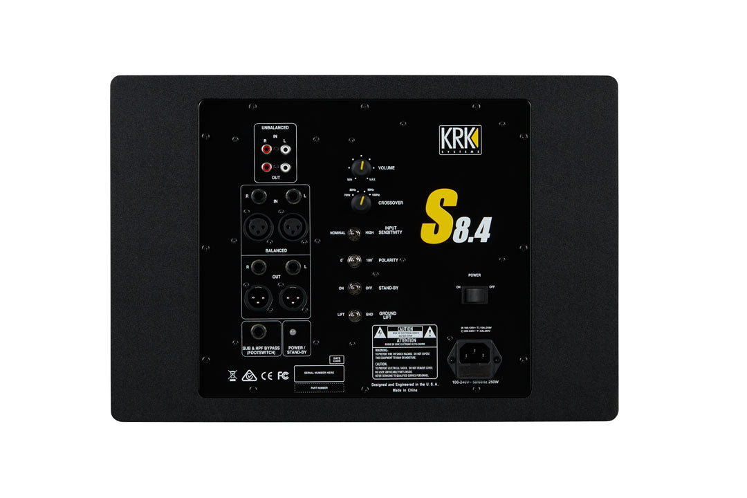 KRK S8.4 - 8" Powered Studio Subwoofer Rear