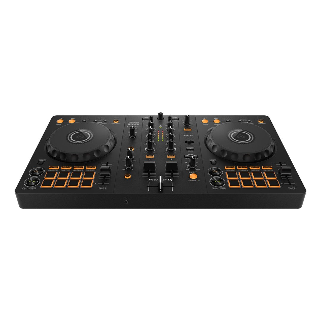 Pioneer DJ DDJ-FLX4 2-Channel DJ Controller Top Front View with Organge accents