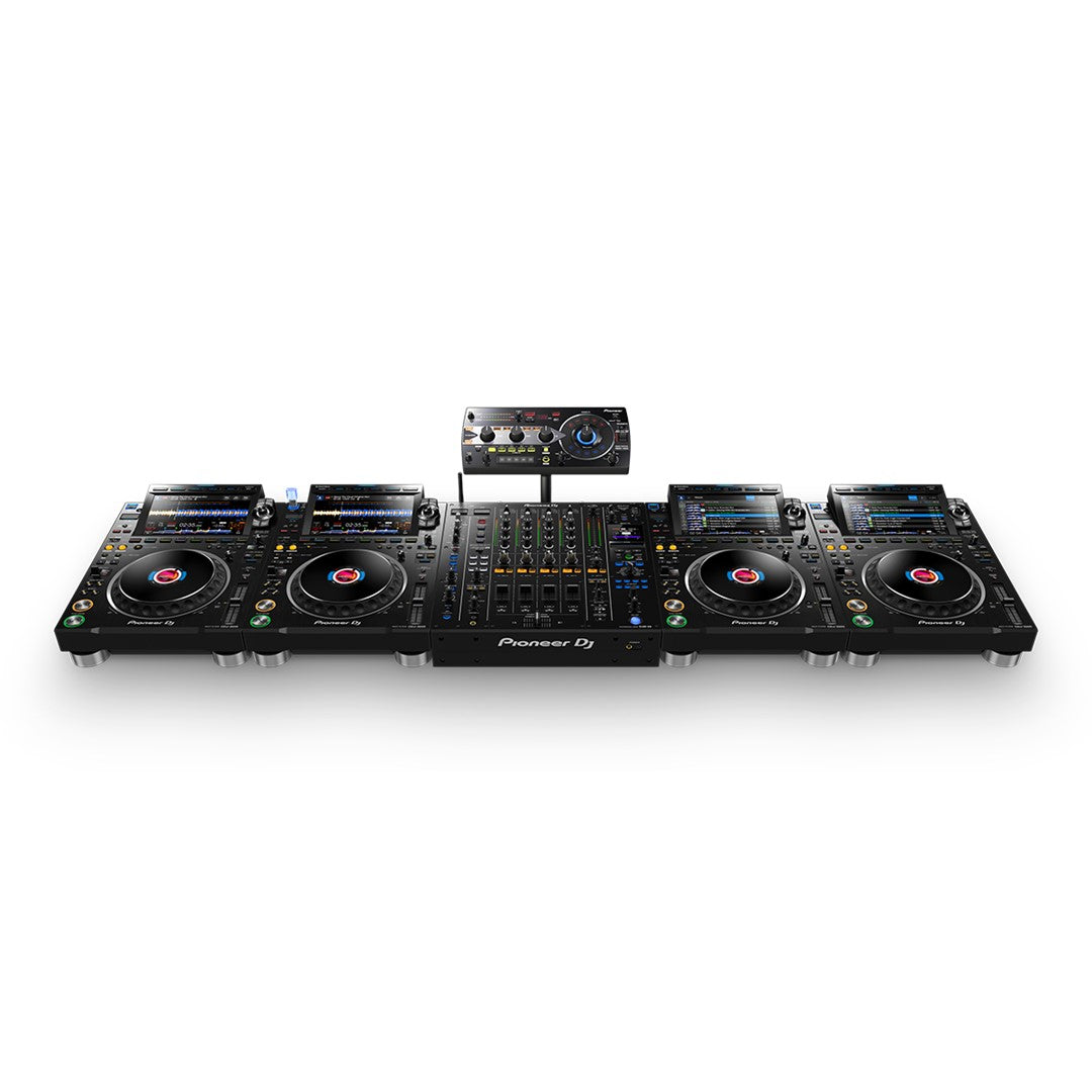 Pioneer DJ DJM-A9 Professional 4-channel DJ Mixer Set up 4 with CDJ-3000s and RMX-1000