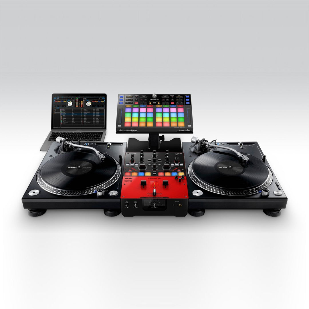 Pioneer DJ DJM-S5 - 2-channel Scratch-Style DJ Mixer Set up 2 with Serato, DDJ-XP2 and PLX-1000s