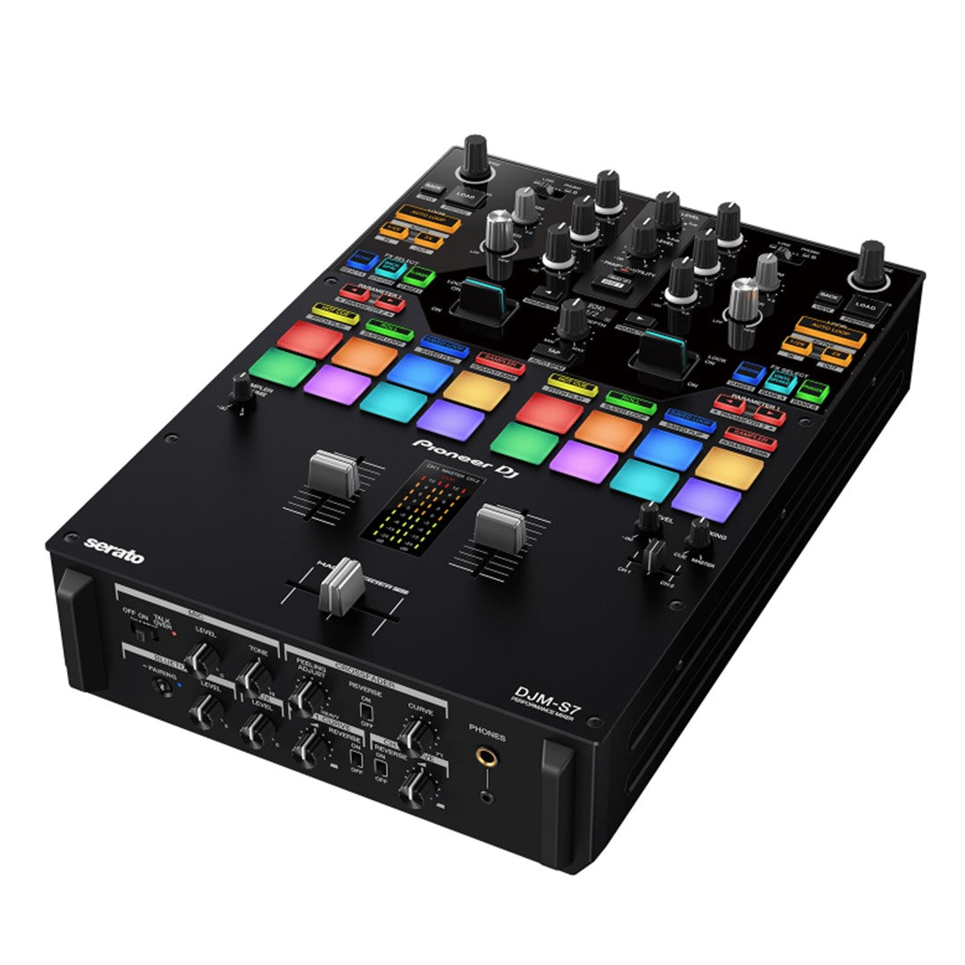 Pioneer DJ DJM-S7 2-Channel Scratch-Style Performance DJ Mixer Top Front Right View