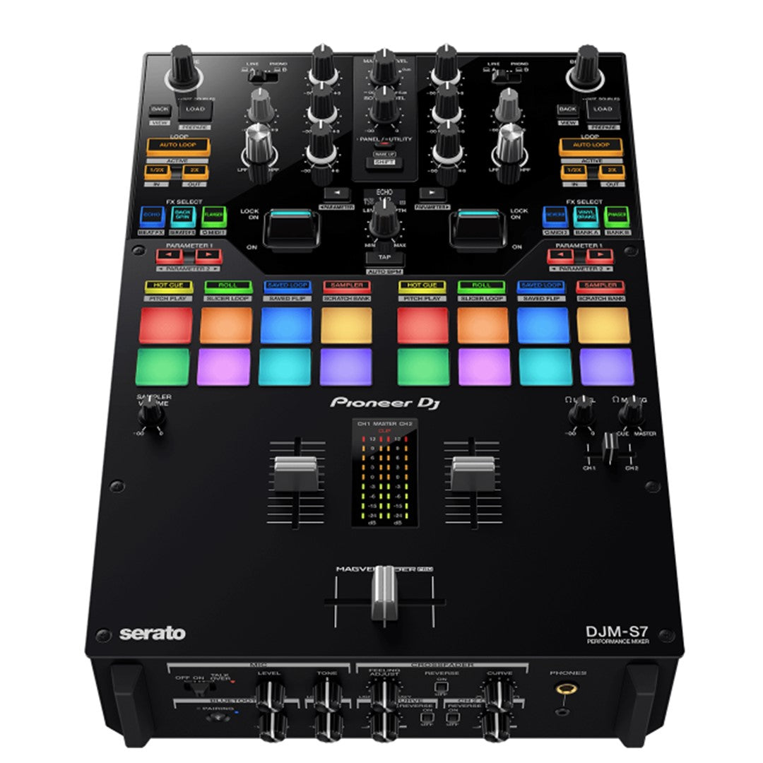 Pioneer DJ DJM-S7 2-Channel Scratch-Style Performance DJ Mixer Top Front View