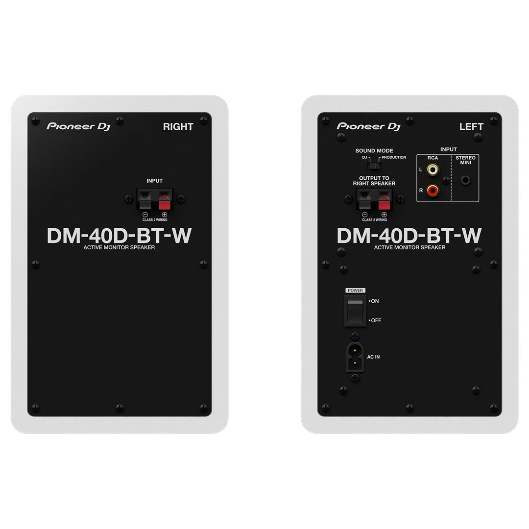 Pioneer DJ DM-40D-BT-W 4” Desktop Monitor System with Bluetooth in White (Pair) Rear View