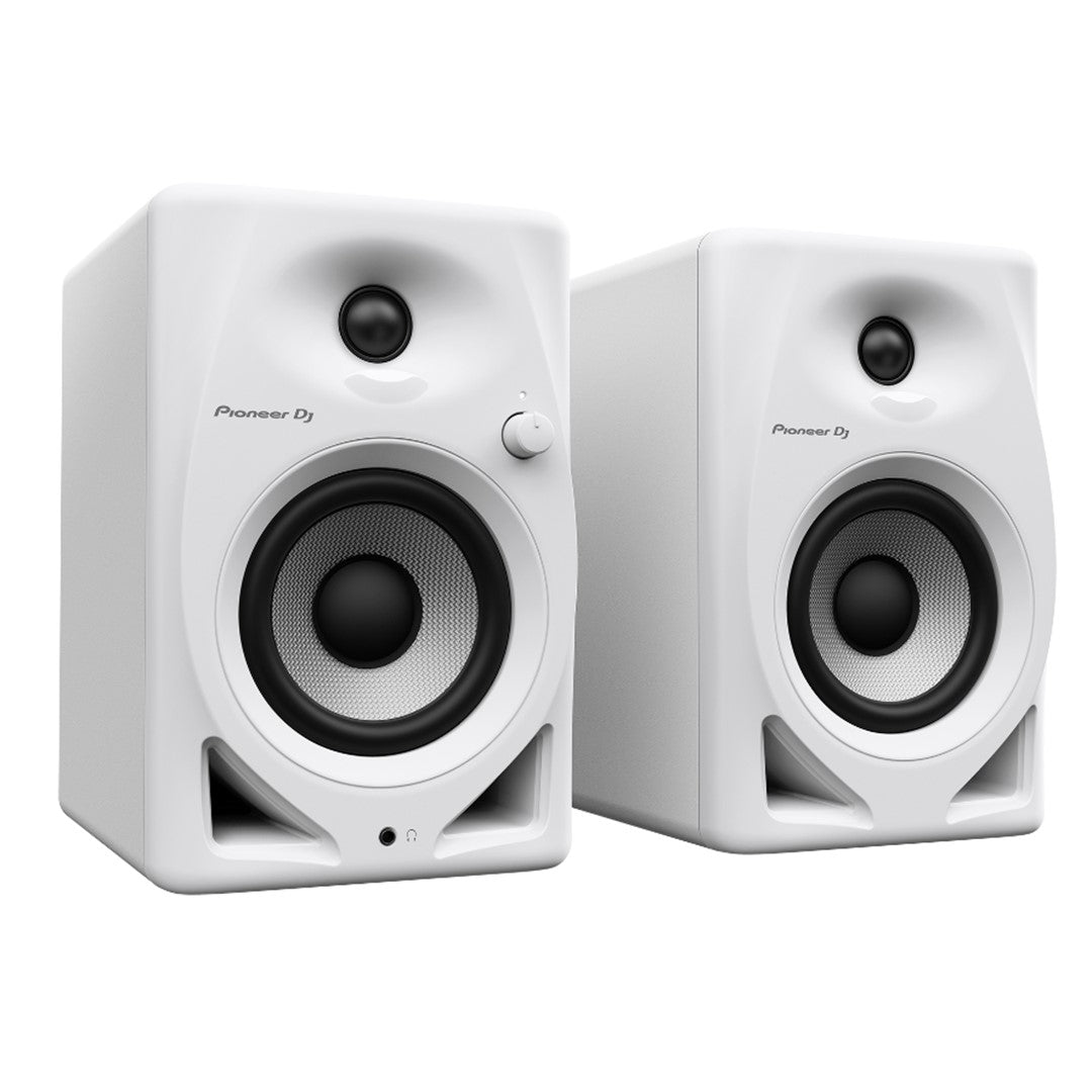Pioneer DJ DM-40D-W 4” Desktop Monitor System In White (Pair) Front Left View 