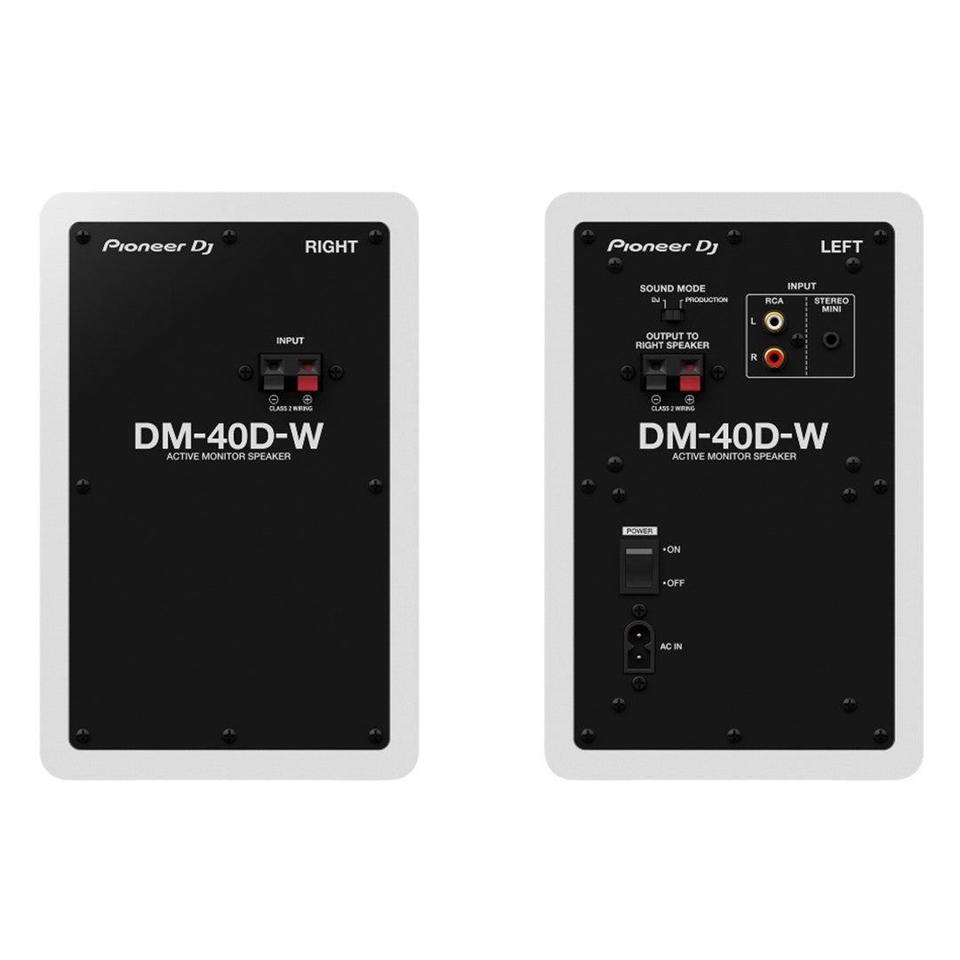 Pioneer DJ DM-40D-W 4” Desktop Monitor System In White (Pair) Rear View 