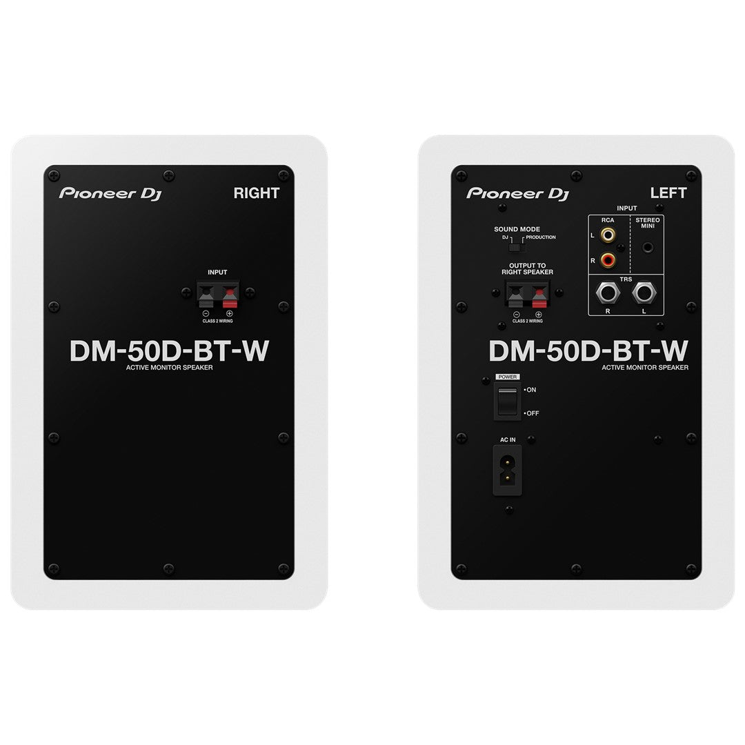 Pioneer DJ DM-50D-BT-W 5” Desktop Monitor System with Bluetooth in White (Pair) Rear View