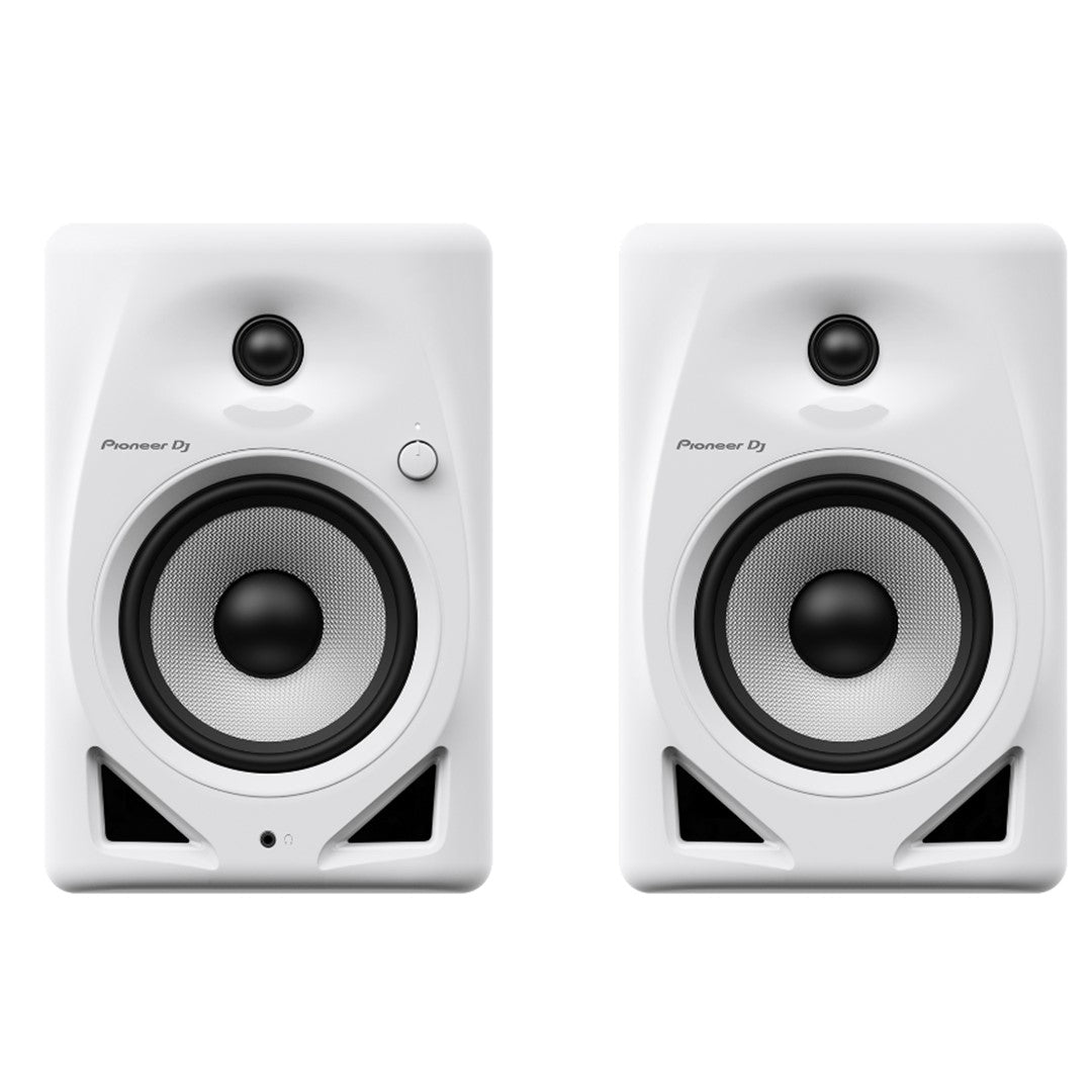 Pioneer DJ DM-50D-W 5” White Desktop Monitor System (Pair) Front View