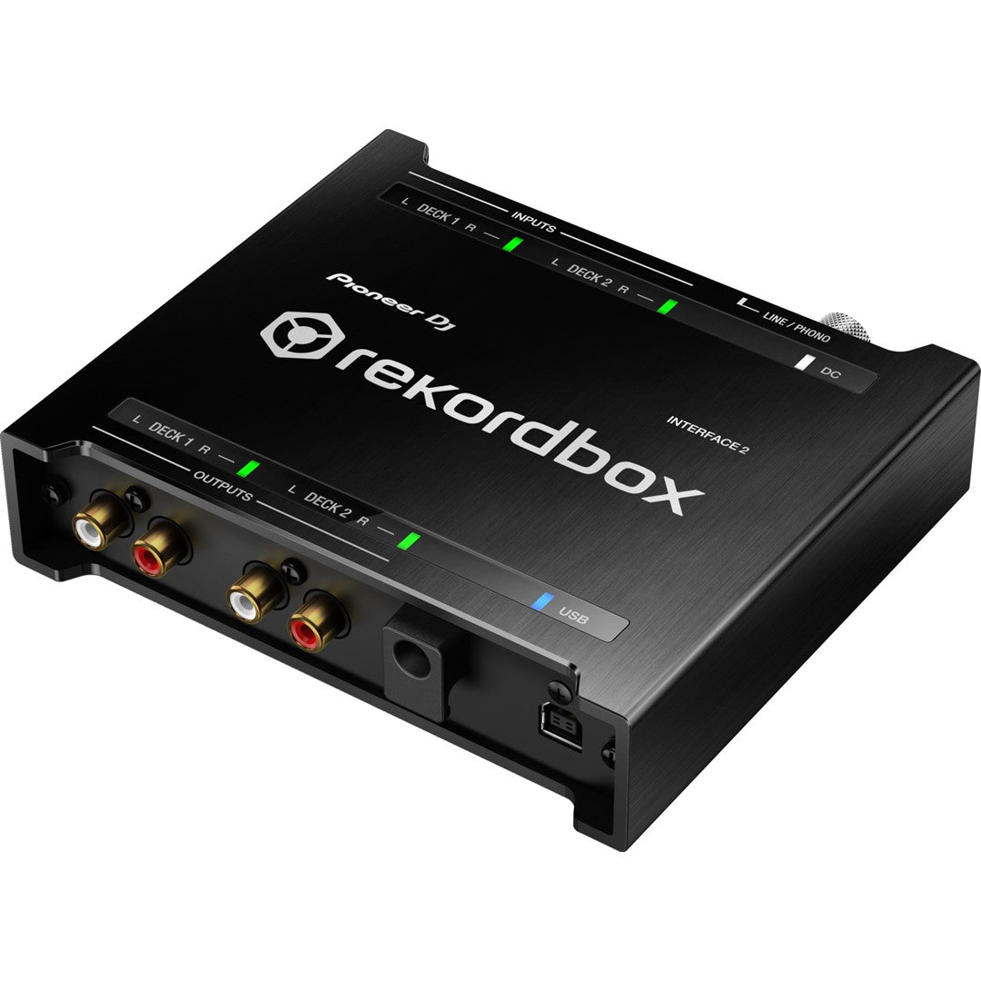 Pioneer DJ INTERFACE-2 2 Channel Audio Interface For Rekordbox Top Front Right View