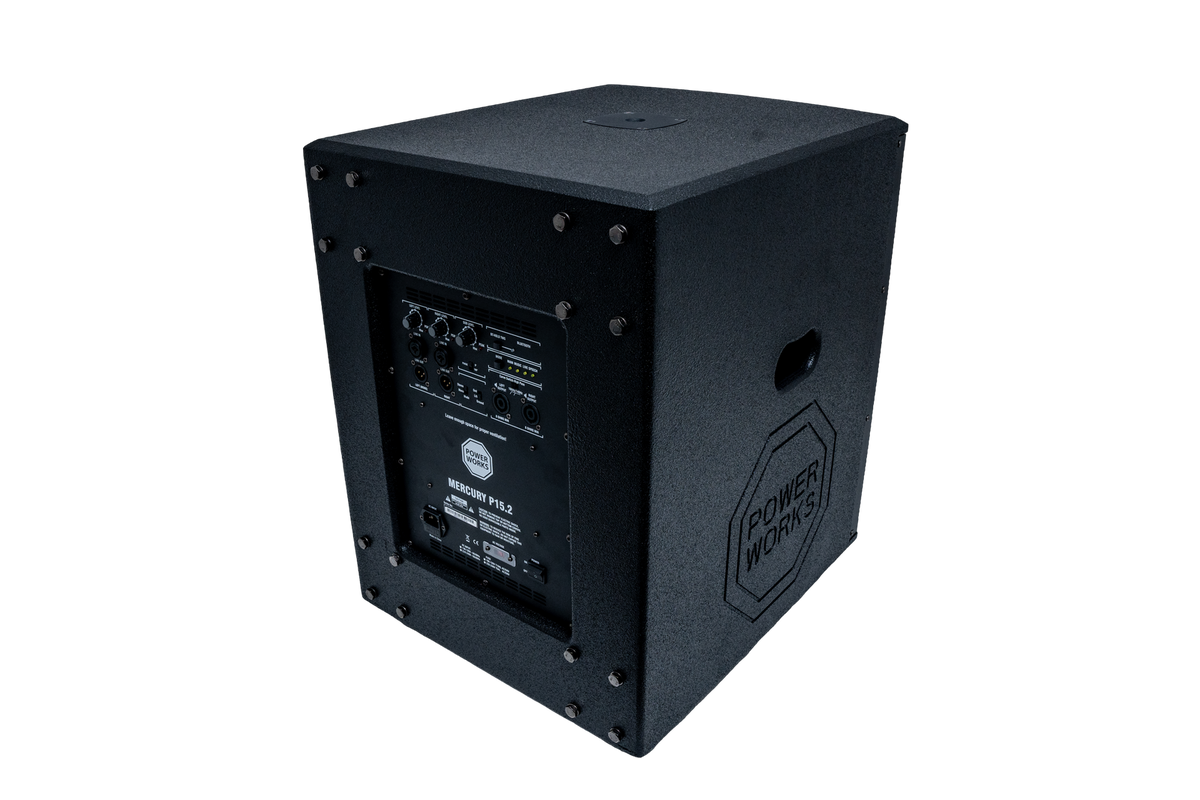 PowerWorks MERCURY P15.2 MKII - (With Stands) Portable PA System Subwoofer Top Rear Right