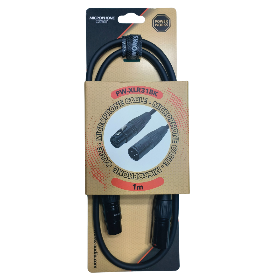 PowerWorks PW-XLR31BK - XLR Male to Female Cable (1M) Front